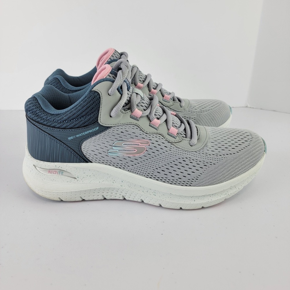 Skechers Arch Fit 2.0 Rainy Days Sneakers Womens 8 Grey Waterproof Walking Shoes - Picture 2 of 14